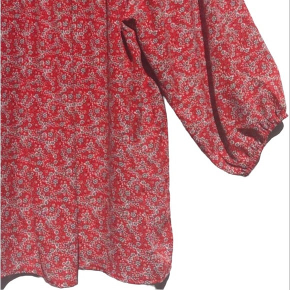 Max Studio Crepe Peasant Blouse Red Floral Print Size 2X - Picture 8 of 16